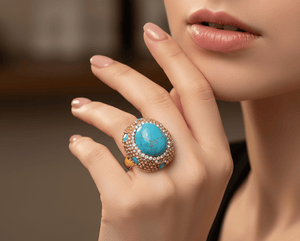 Turquoise Crystal Ring - Zambeel