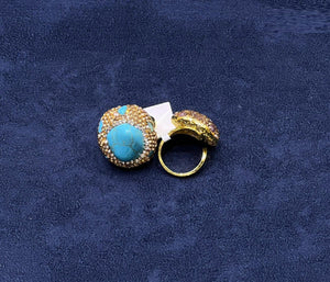 Turquoise Crystal Ring - Zambeel
