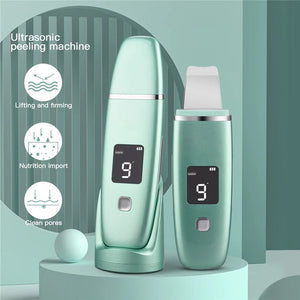 Ultrasonic Vibration Blackhead Remover Deep Cleansing Face Scrubber Pore Cleaner Lifting Machine Facial Led Peeling Shovel - Zambeel