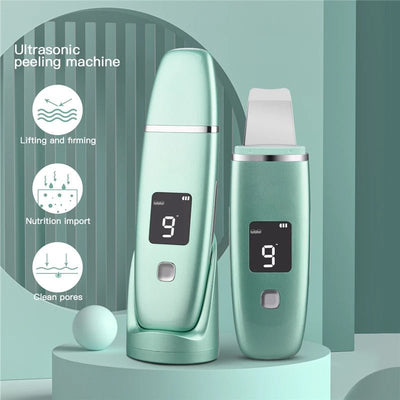Ultrasonic Vibration Blackhead Remover Deep Cleansing Face Scrubber Pore Cleaner Lifting Machine Facial Led Peeling Shovel - Zambeel