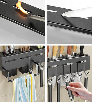 Wall - Mounted Kitchen Knife & Utensil Organizer Rack Ⓢ - Zambeel