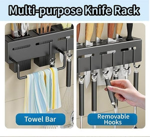 Wall - Mounted Kitchen Knife & Utensil Organizer Rack Ⓢ - Zambeel