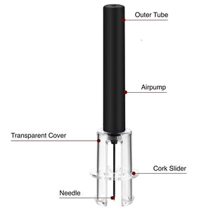 Wine Opener With Foil Cutter, Air Pressure Wine Bottle Opener Easy Cork Remover Corkscrew Stainless Steel Bar Accessories Kitchen Supplies Wine Air Pressure Bottle Opener Four - Piece Set Cylinder - Zambeel