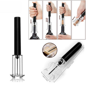 Wine Opener With Foil Cutter, Air Pressure Wine Bottle Opener Easy Cork Remover Corkscrew Stainless Steel Bar Accessories Kitchen Supplies Wine Air Pressure Bottle Opener Four - Piece Set Cylinder - Zambeel