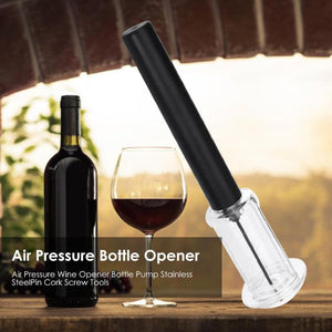 Wine Opener With Foil Cutter, Air Pressure Wine Bottle Opener Easy Cork Remover Corkscrew Stainless Steel Bar Accessories Kitchen Supplies Wine Air Pressure Bottle Opener Four - Piece Set Cylinder - Zambeel