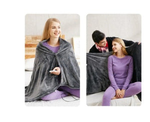 Winter Flannel Heated Blanket Cold Protection Body Warmer Usb Heated Warm Shawl Electric Heated Plush Blanket - Zambeel