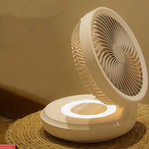 Wireless Suspended Air Circulation Fan USB Rechargeable Folding Electric Fan Night Light Touch Control 4 Wind Speed - Zambeel
