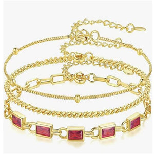 Women's Brass Plated Stacked Three - layer Color Bracelet - Zambeel