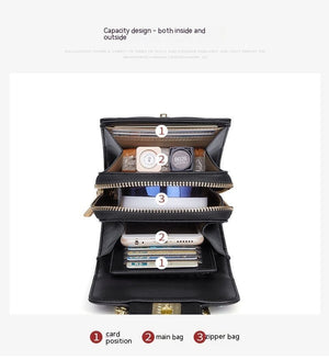 Women's Leather Mini Women's Bag Classic Mobile Phone Bag Messenger Bag - Zambeel