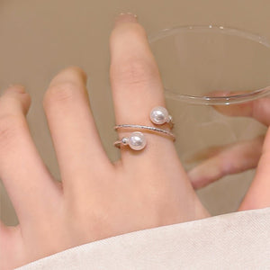 Women's Pearl Ring Exquisite Stylish Opening Adjustable - Zambeel