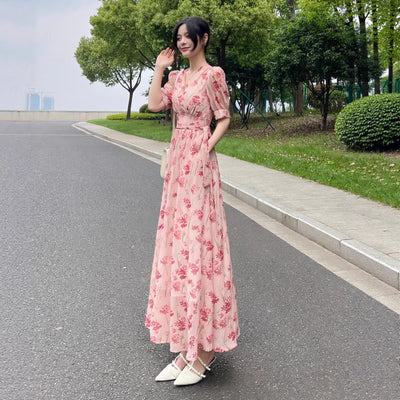 Women's Printed Midi French - Style Split Dress - Zambeel