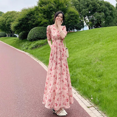 Women's Printed Midi French - Style Split Dress - Zambeel