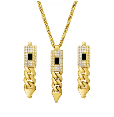Zircon Cuban Pendant Set - Zambeel